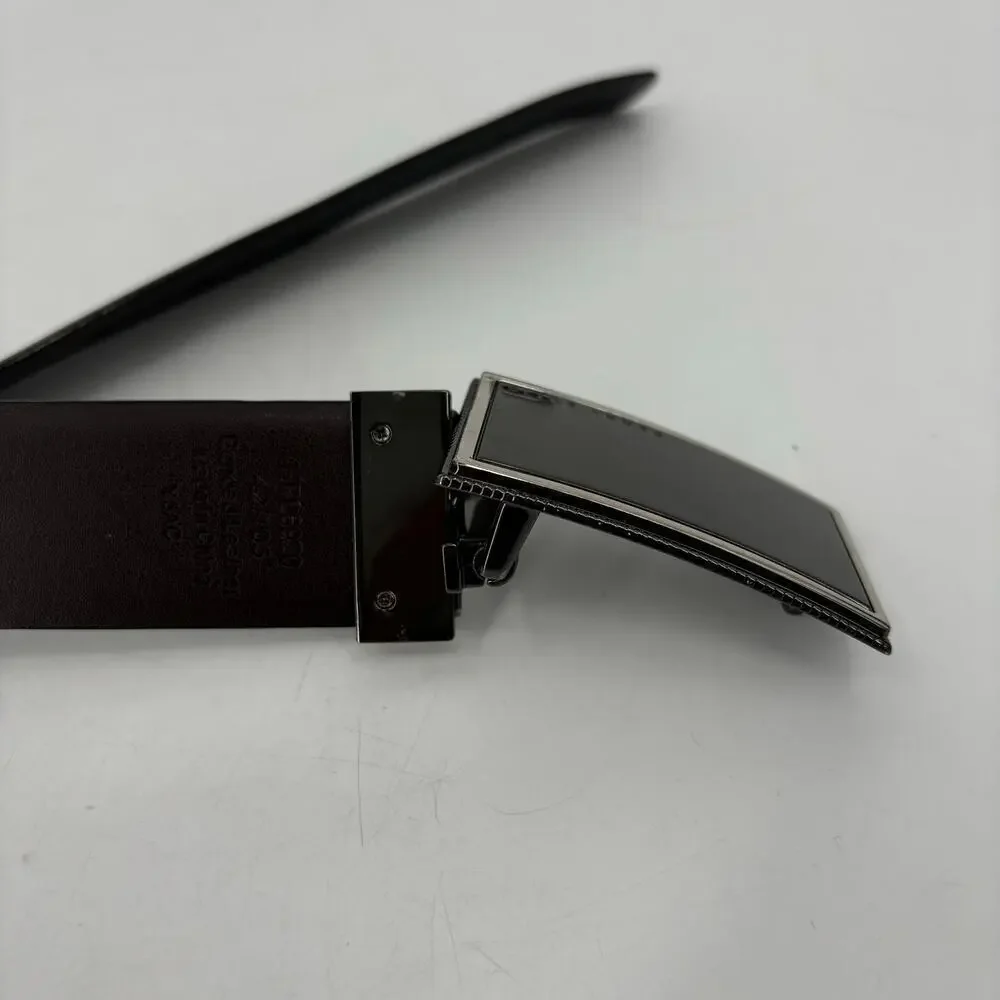 Perry Ellis Bonded Leather Belt Reversible Buckle Black or‎ Brown Men's Size 42
